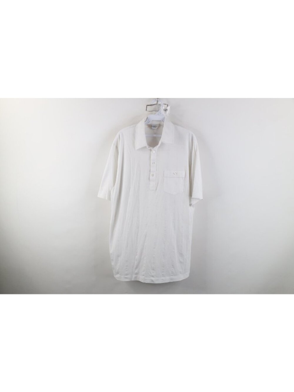 Vtg 90s Streetwear Mens XL Distressed Striped Sheer Knit Golf Polo Shirt White
